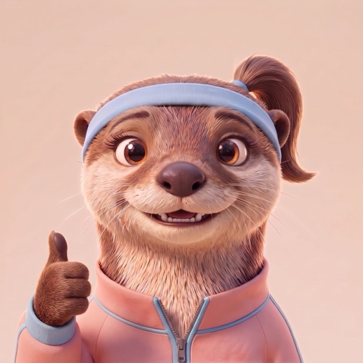 Ottilie, die Otter-Trainerin mit blauem Stirnband